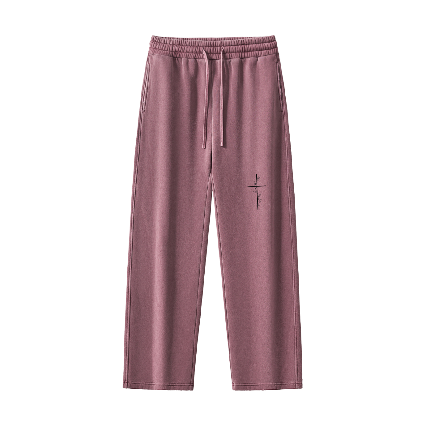 "WAFWHIJ" Frayed Enzyme Washed Fleece Sweatpants