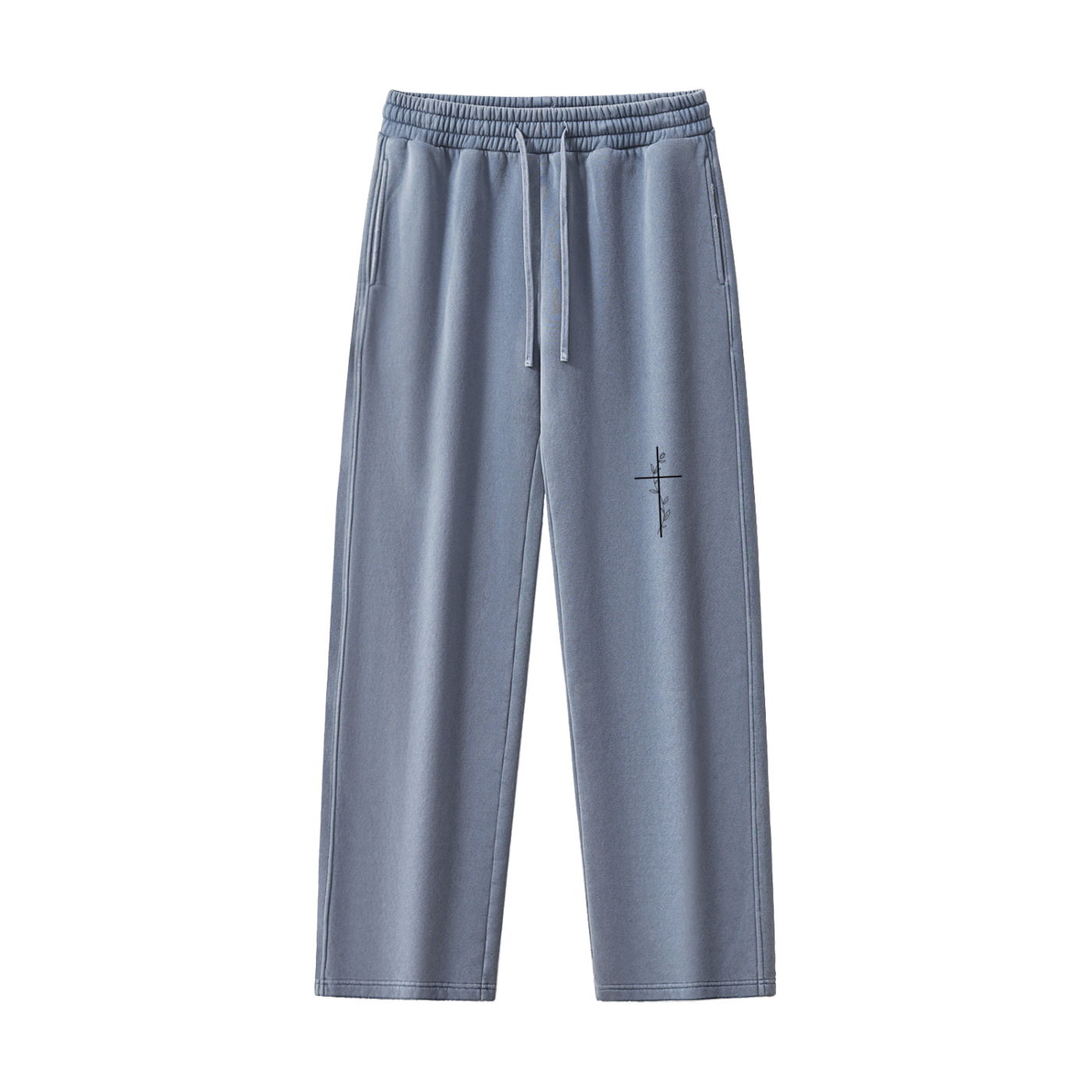 "WAFWHIJ" Frayed Enzyme Washed Fleece Sweatpants