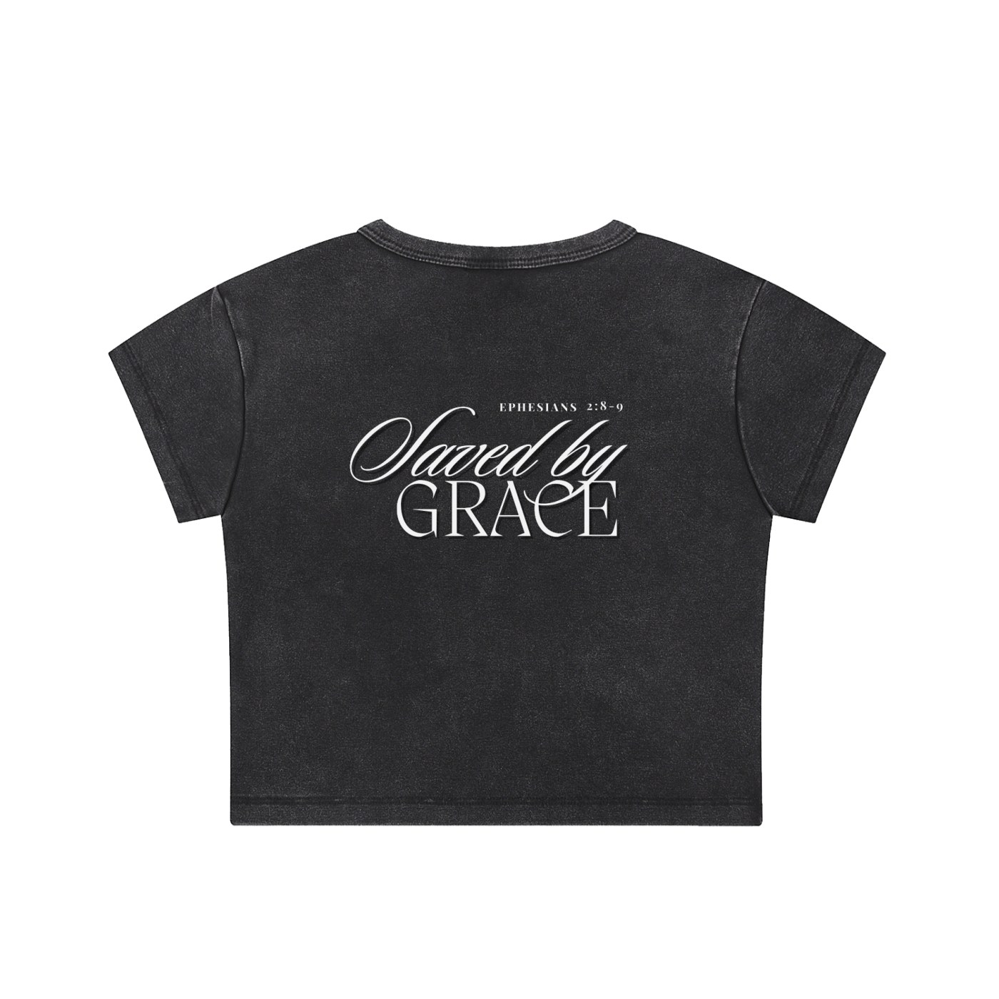 "FTG - SAVED BY GRACE" Snow Washed Crop Top