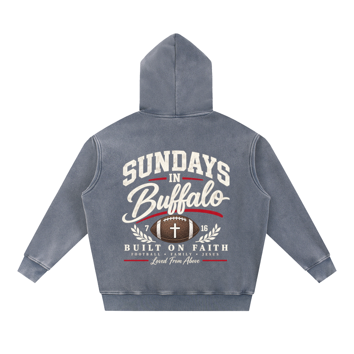 "SUNDAYS IN BUFFALO" Snow Wash Fleece Oversize Hoodie