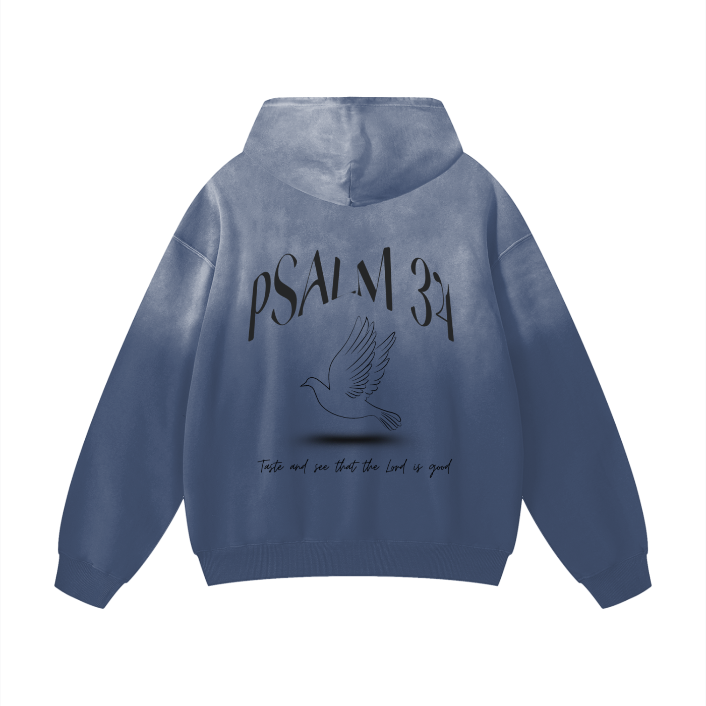 "PSALM 34" Heavyweight Sunfade Oversized Hoodie