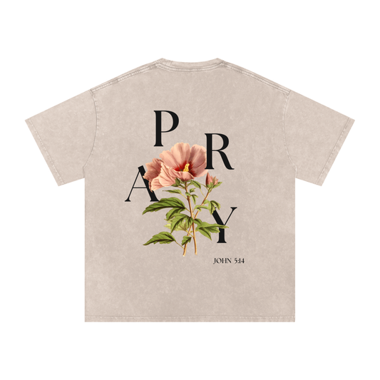 "PRAY" Acid Wash Oversize T-Shirt