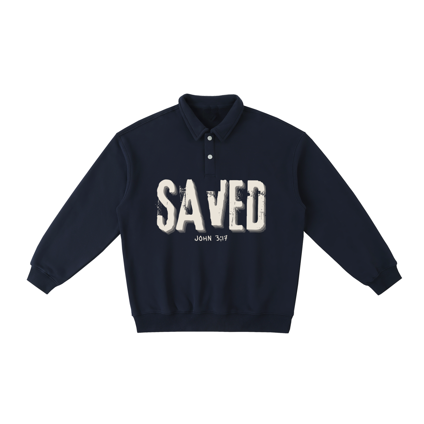 "SAVED" Heavyweight Polo-Collar Sweatshirt