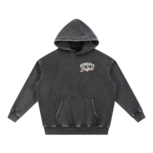 "SUNDAYS IN BUFFALO" Snow Wash Fleece Oversize Hoodie