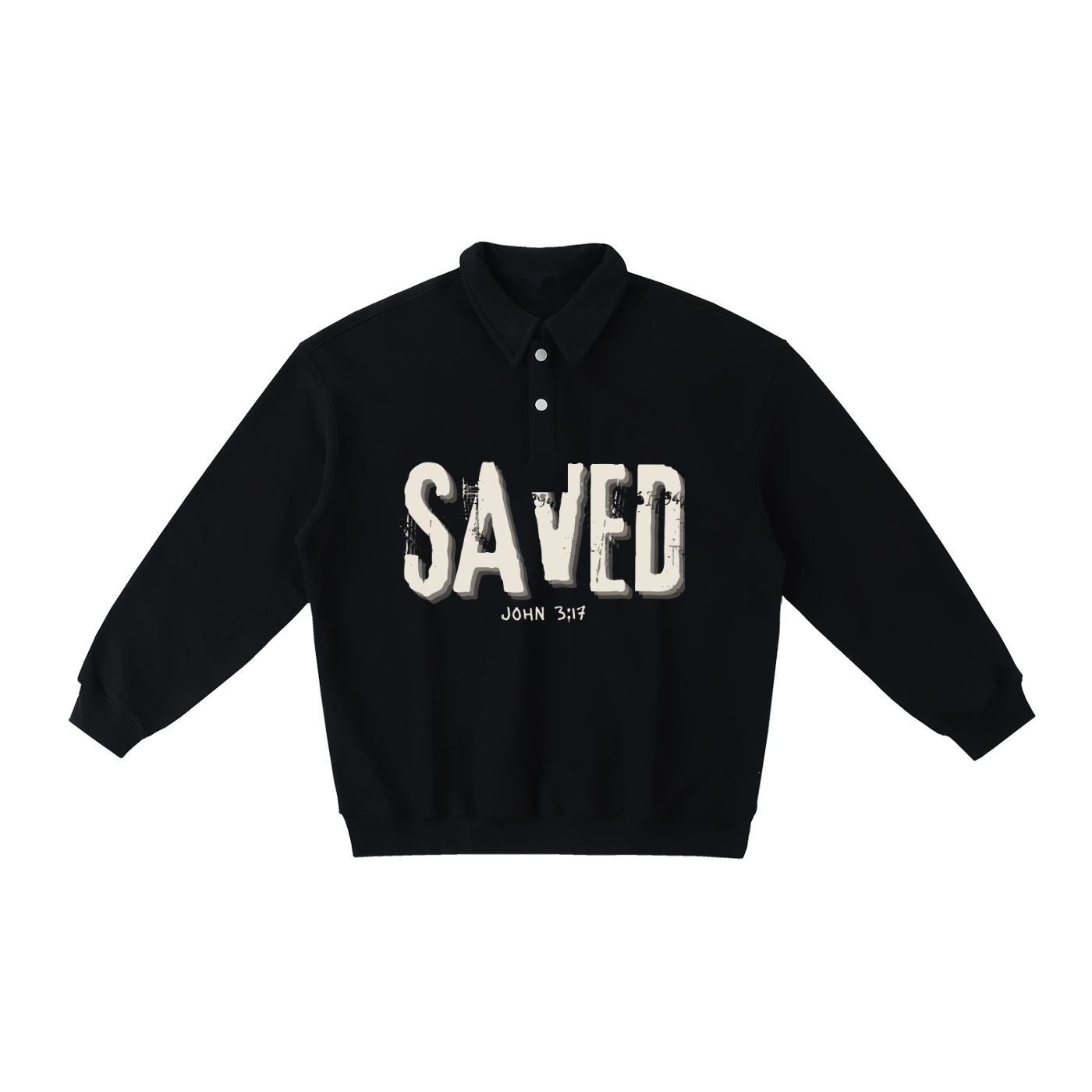 "SAVED" Heavyweight Polo-Collar Sweatshirt