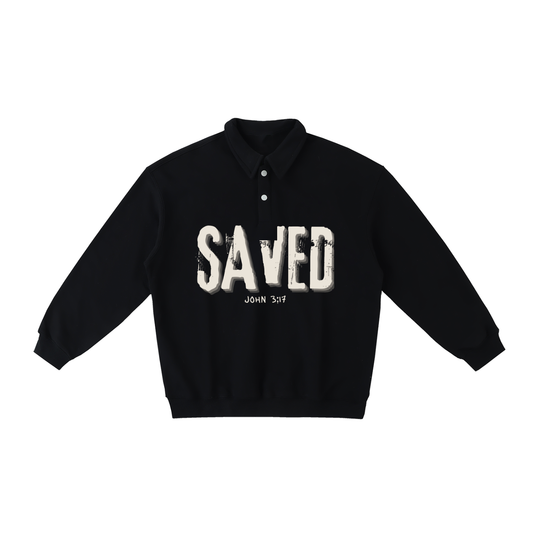"SAVED" Heavyweight Polo-Collar Sweatshirt