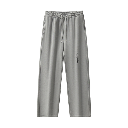 "WAFWHIJ" Frayed Enzyme Washed Fleece Sweatpants