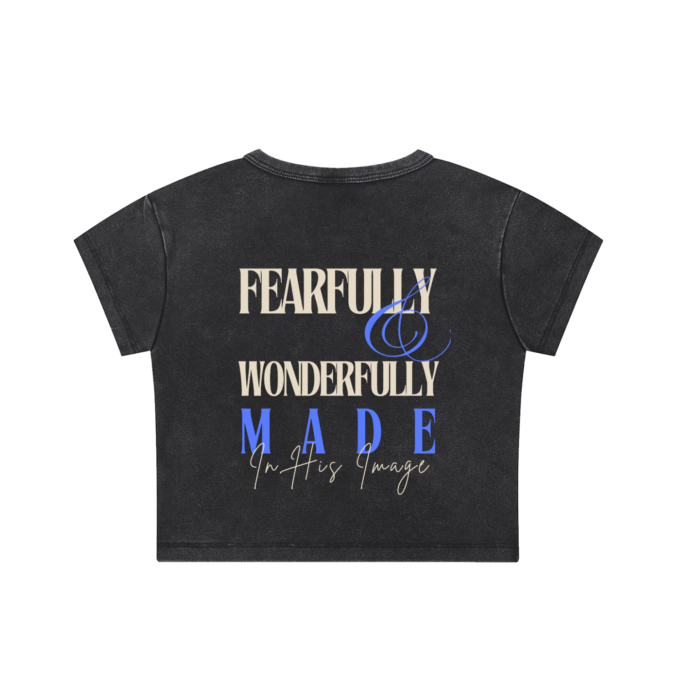 "FTG - IN HIS IMAGE" Snow Washed Crop Top