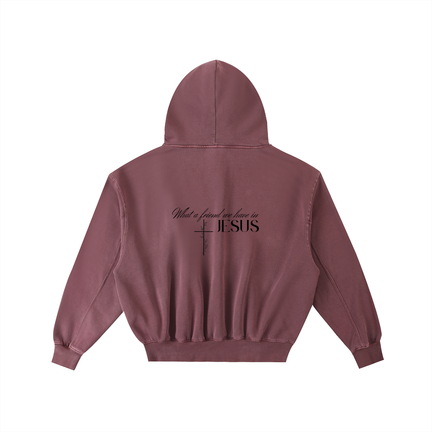 "WAFWHIJ" Frayed Enzyme Washed Fleece Hoodie