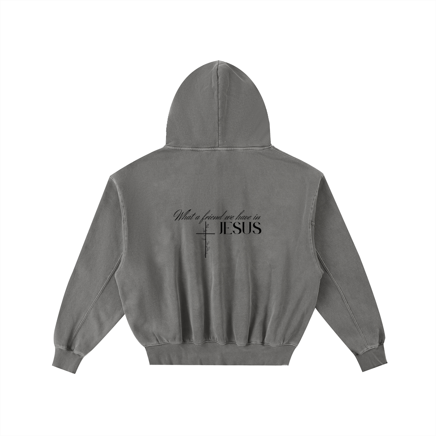 "WAFWHIJ" Frayed Enzyme Washed Fleece Hoodie