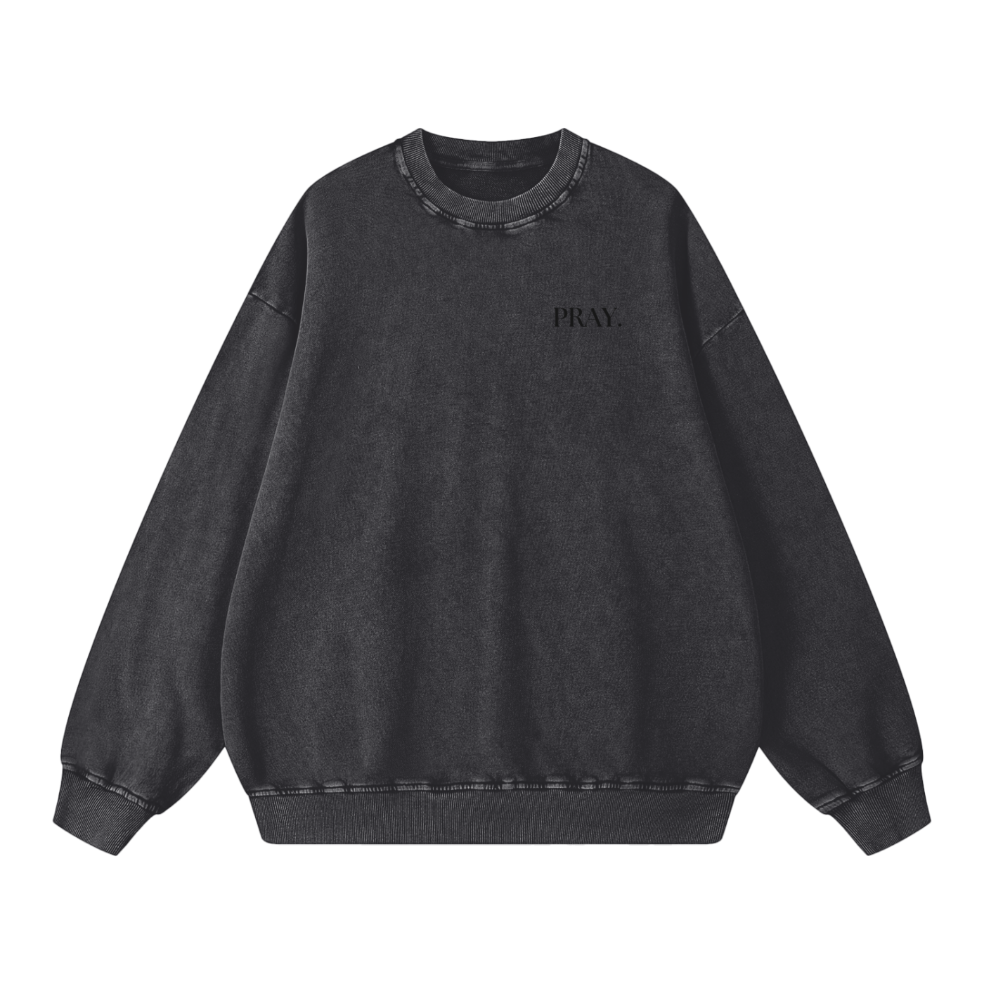 "PRAY" Acid Wash Oversize Sweatshirt