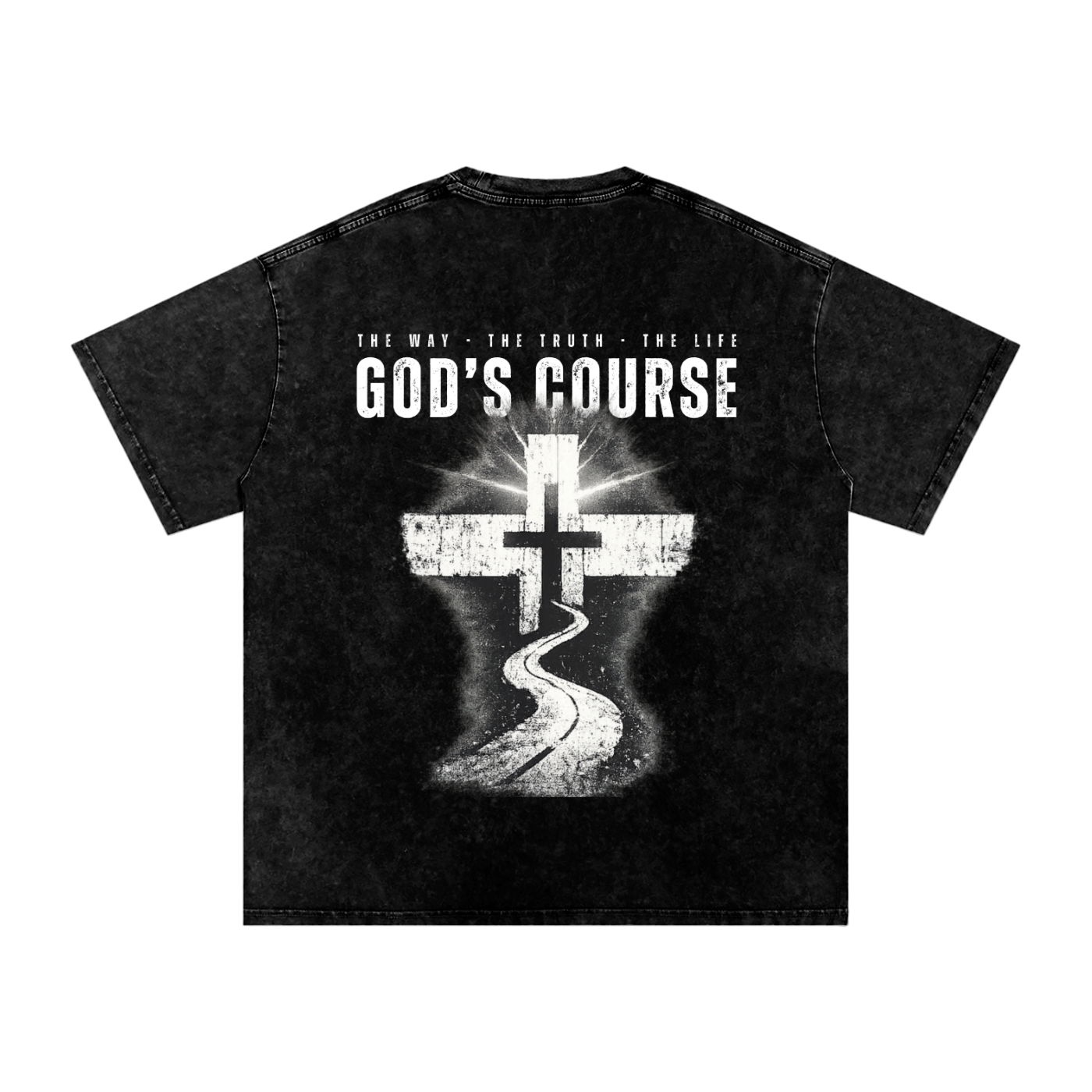 "GOD'S COURSE" Snow Washed Oversized Cotton T-Shirt