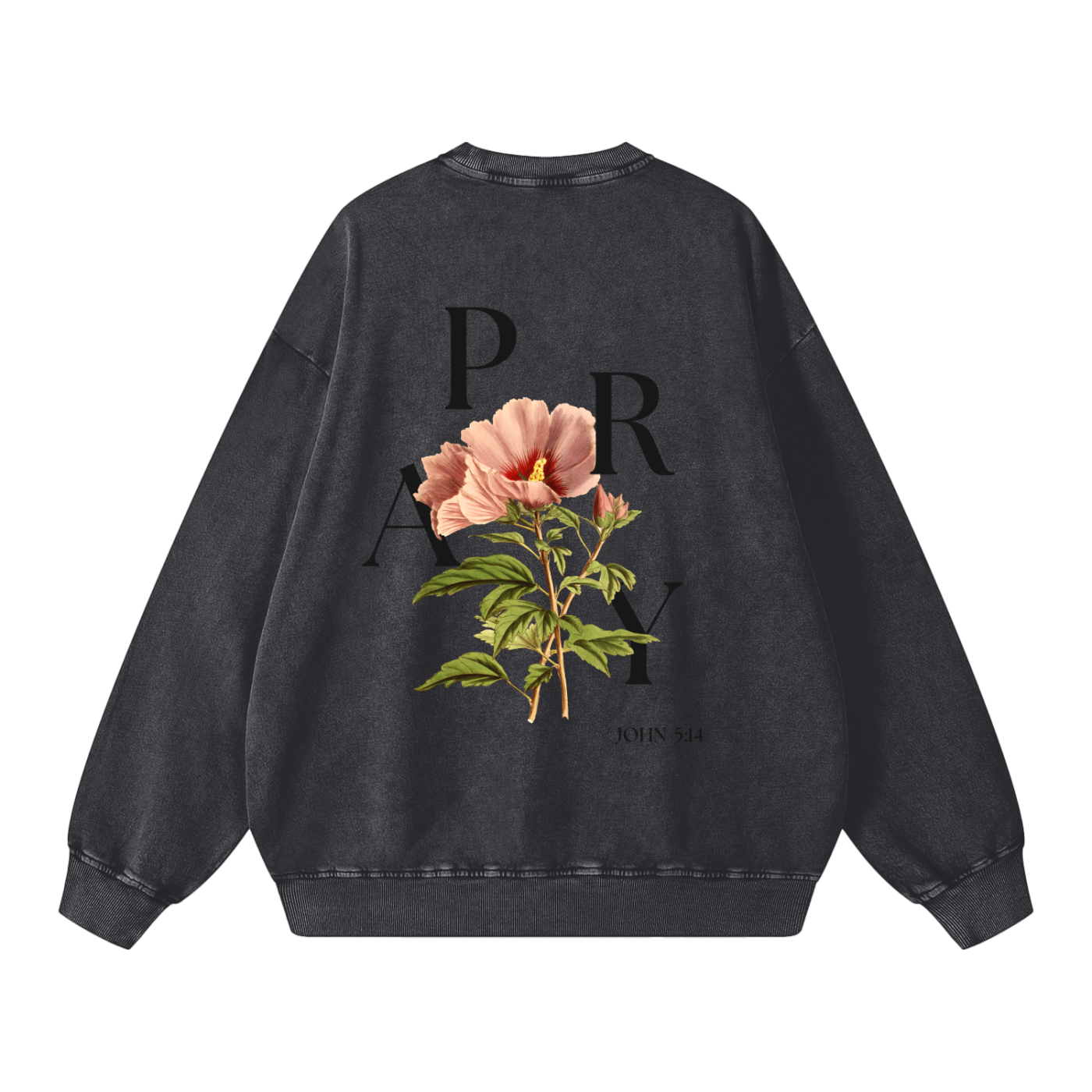 "PRAY" Acid Wash Oversize Sweatshirt