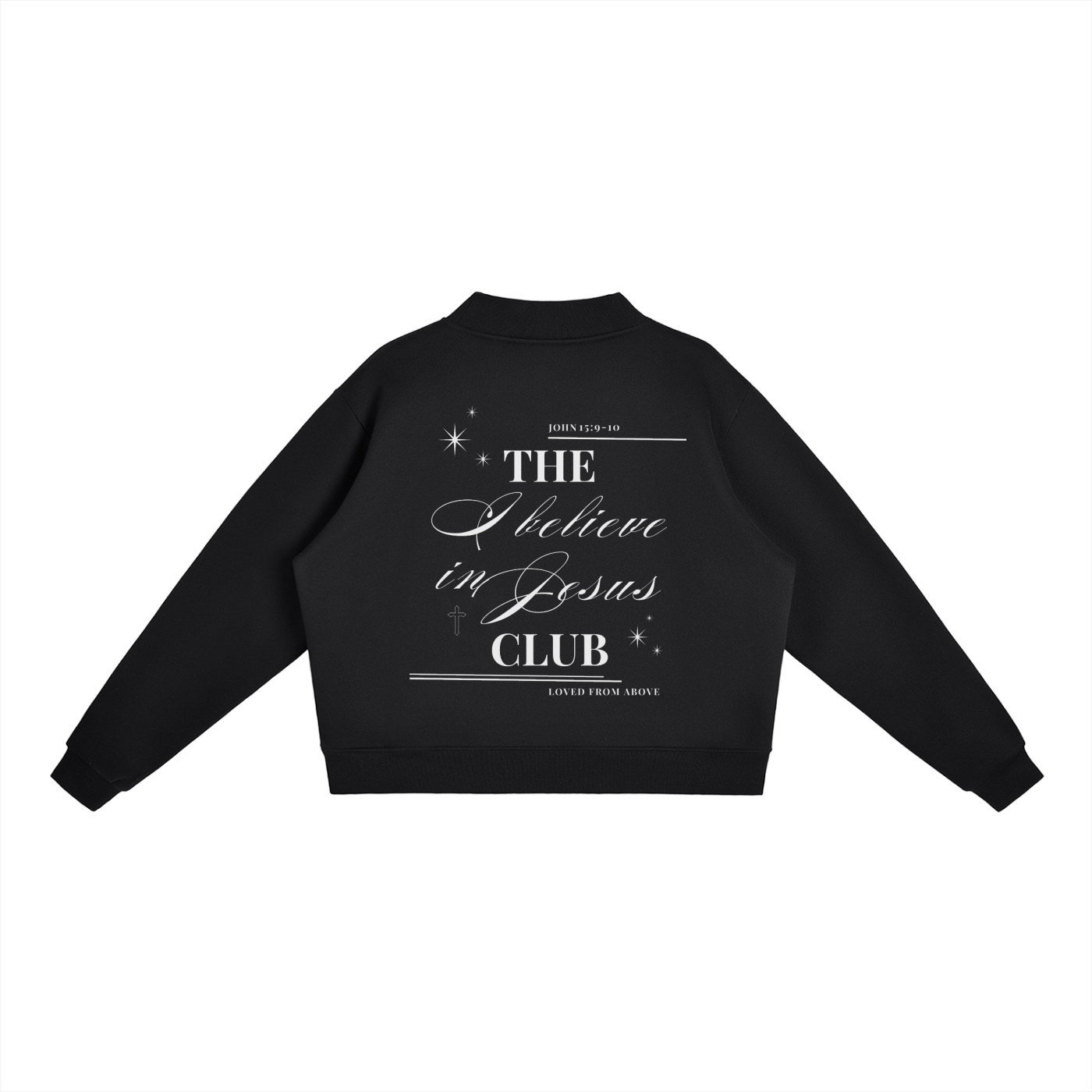 "BELIEVER" Essential Fleece Mock-Neck Crew Sweatshirt