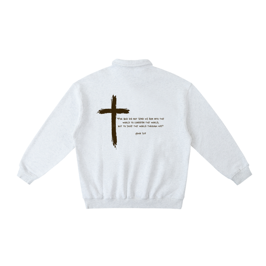"SAVED" Heavyweight Polo-Collar Sweatshirt