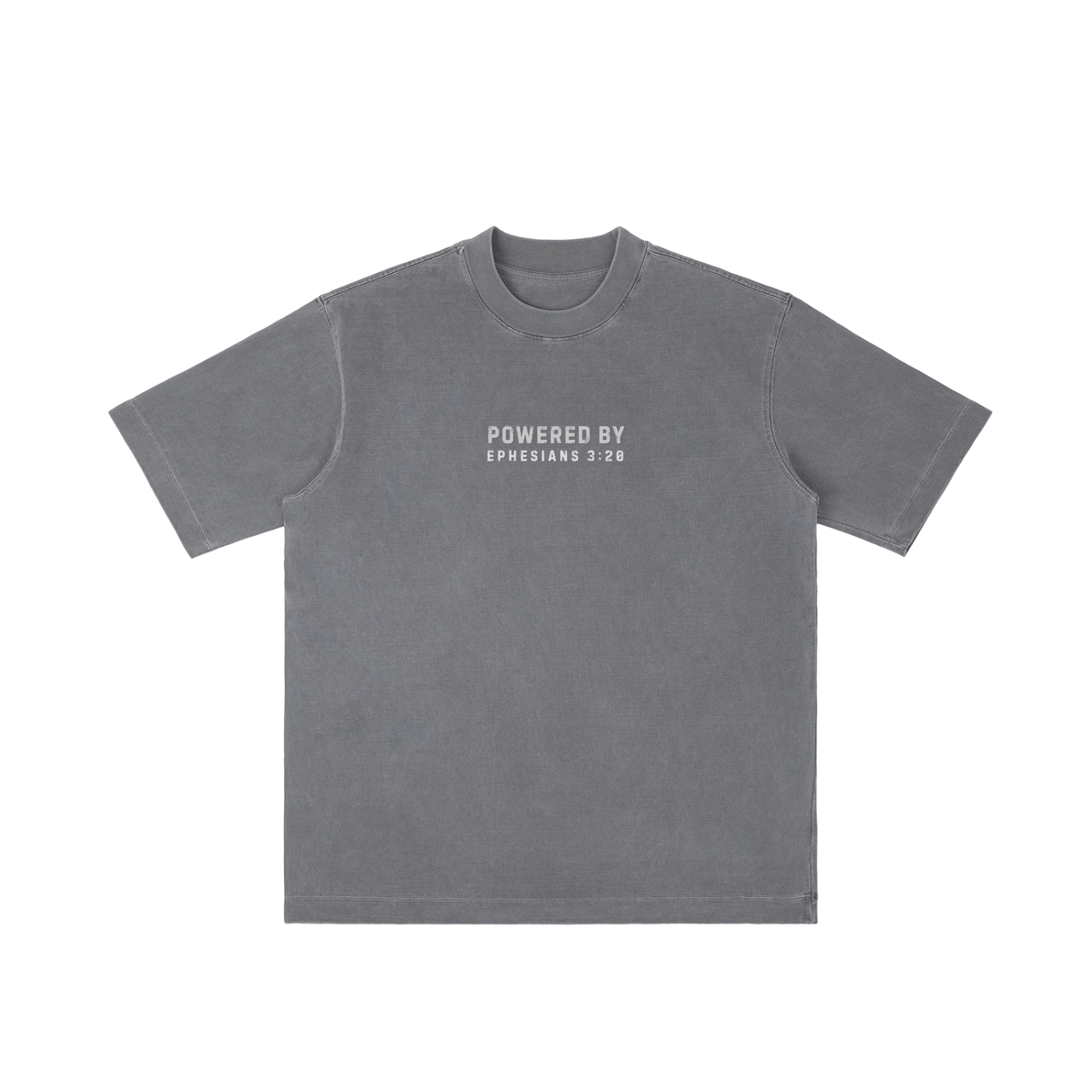 "POWERED BY GOD" Vintage Wash Drop Shoulder T-shirt