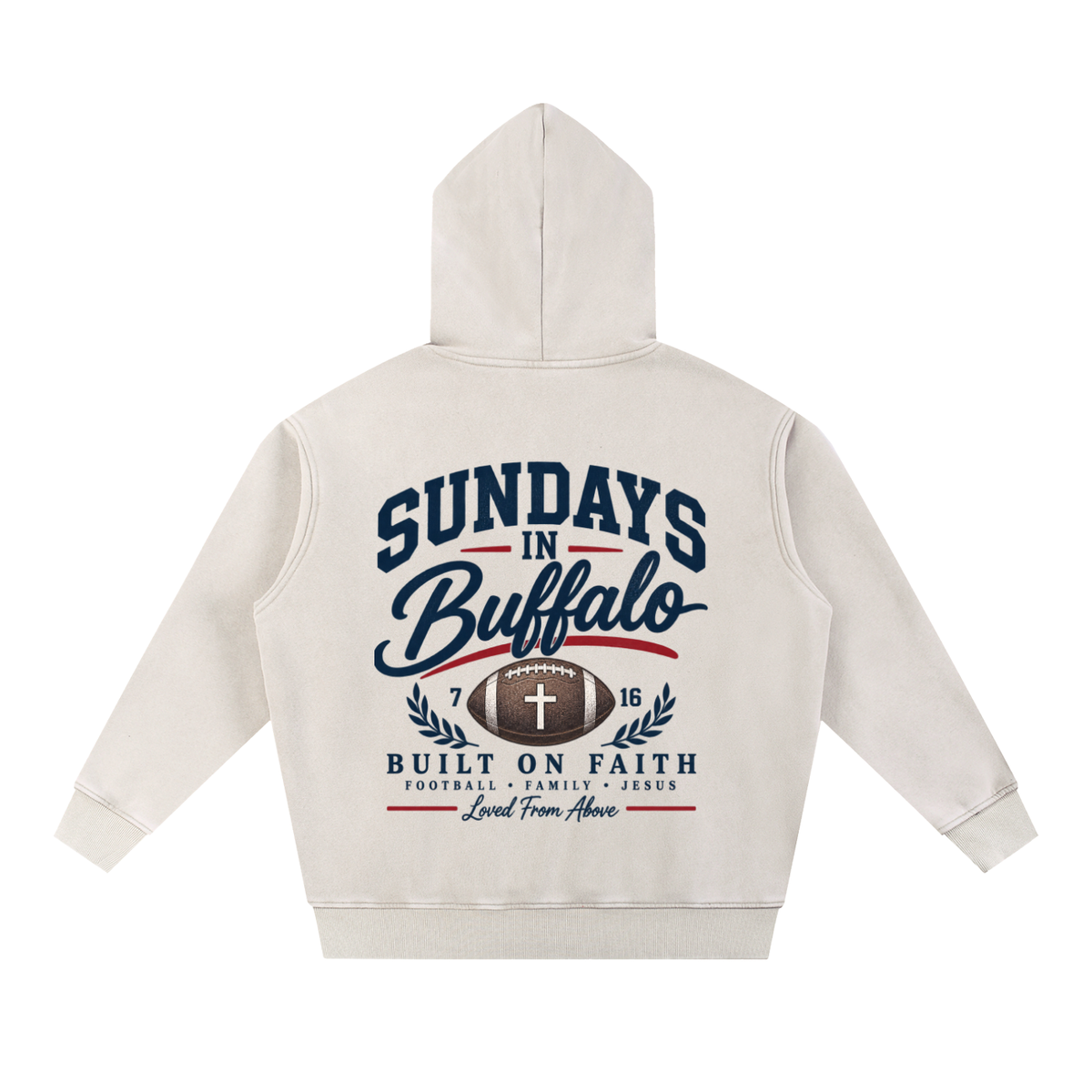 "SUNDAYS IN BUFFALO" Snow Wash Fleece Oversize Hoodie