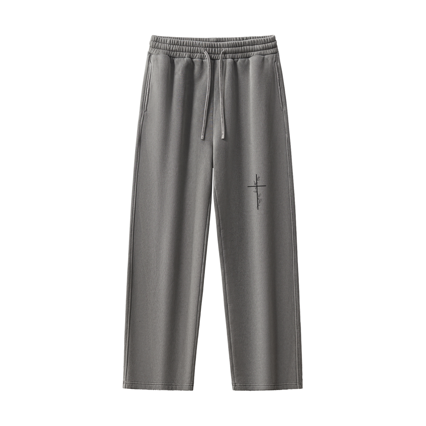 "WAFWHIJ" Frayed Enzyme Washed Fleece Sweatpants