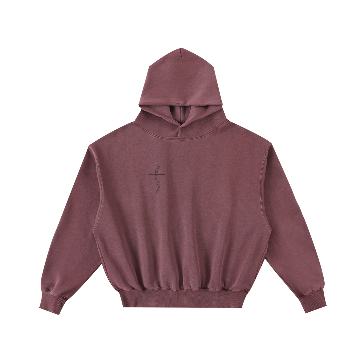 "WAFWHIJ" Frayed Enzyme Washed Fleece Hoodie
