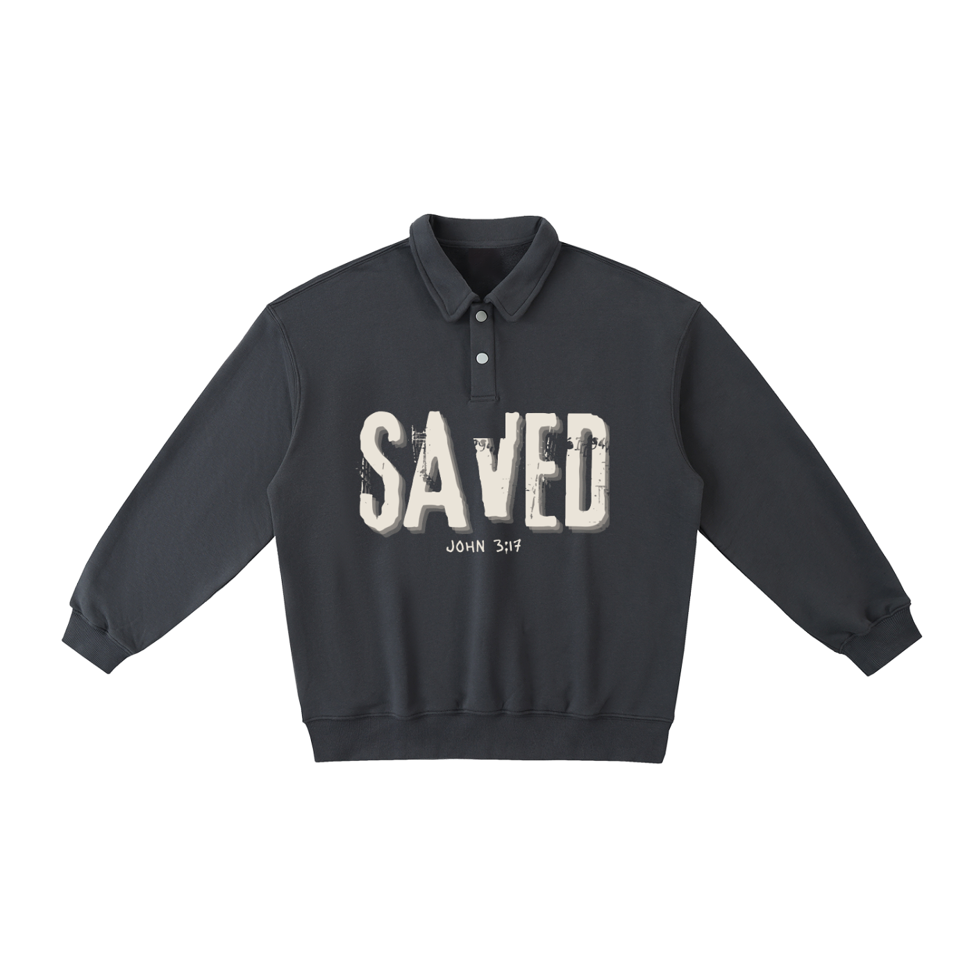 "SAVED" Heavyweight Polo-Collar Sweatshirt