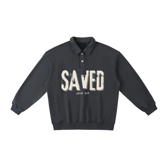 "SAVED" Heavyweight Polo-Collar Sweatshirt