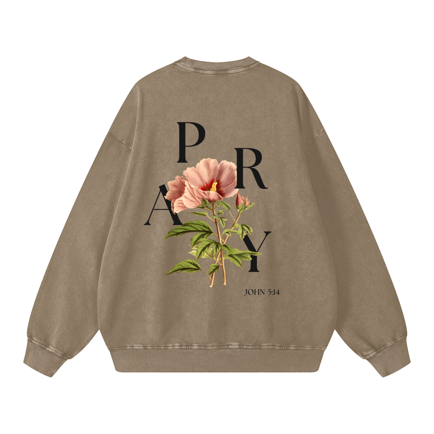 "PRAY" Acid Wash Oversize Sweatshirt