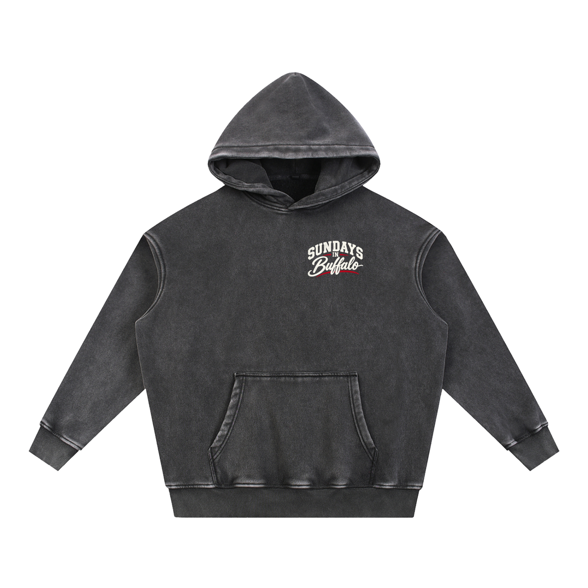 "SUNDAYS IN BUFFALO" Snow Wash Fleece Oversize Hoodie