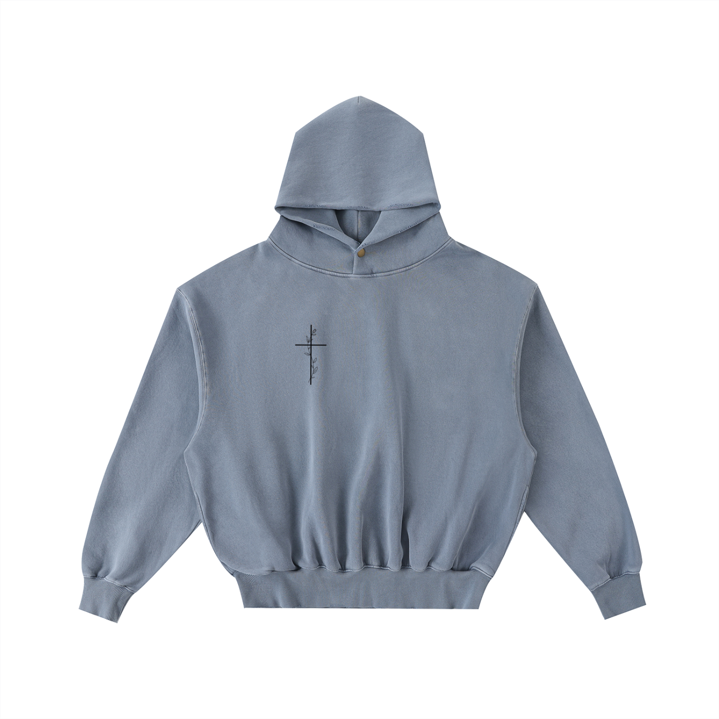 "WAFWHIJ" Frayed Enzyme Washed Fleece Hoodie