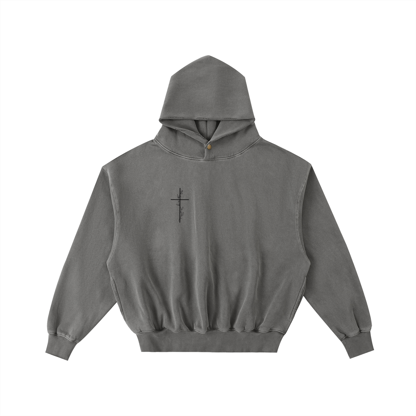 "WAFWHIJ" Frayed Enzyme Washed Fleece Hoodie