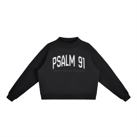 "PSALM 91" Essential Fleece Mock-Neck Crew Sweatshirt