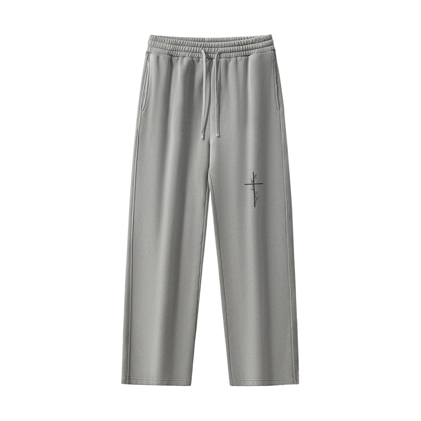 "WAFWHIJ" Frayed Enzyme Washed Fleece Sweatpants