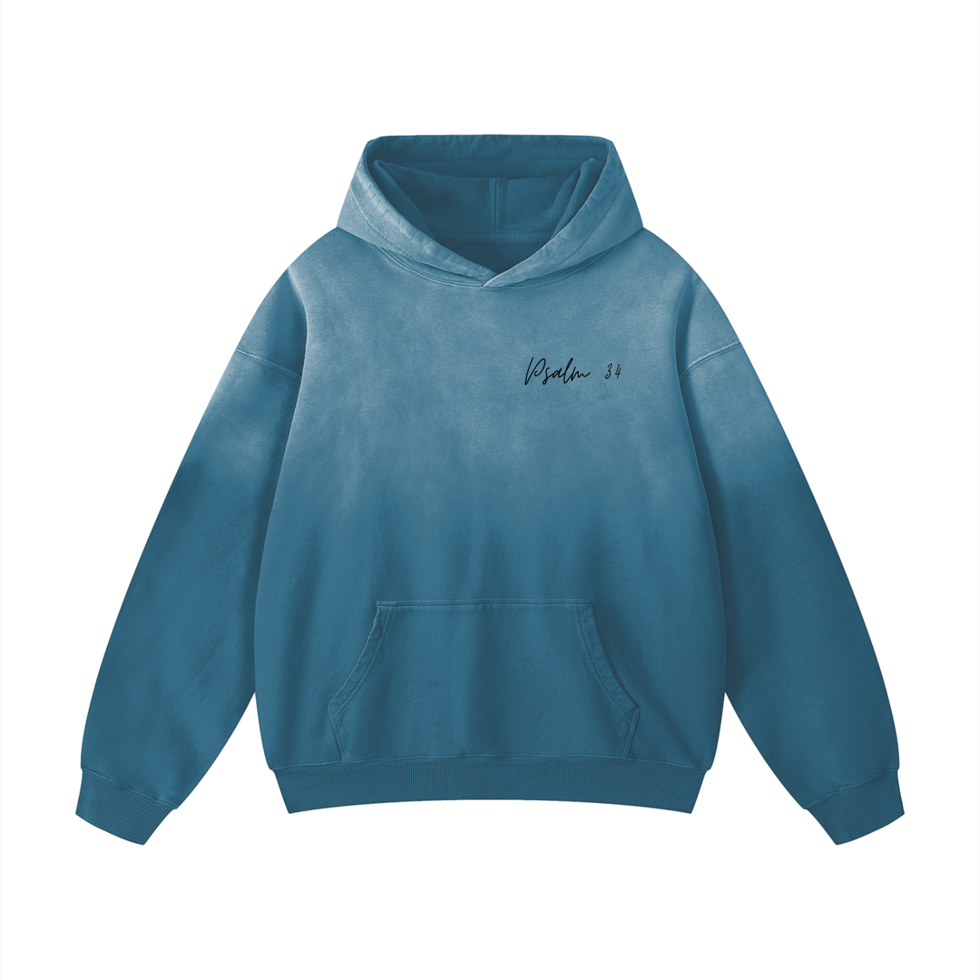"PSALM 34" Heavyweight Sunfade Oversized Hoodie