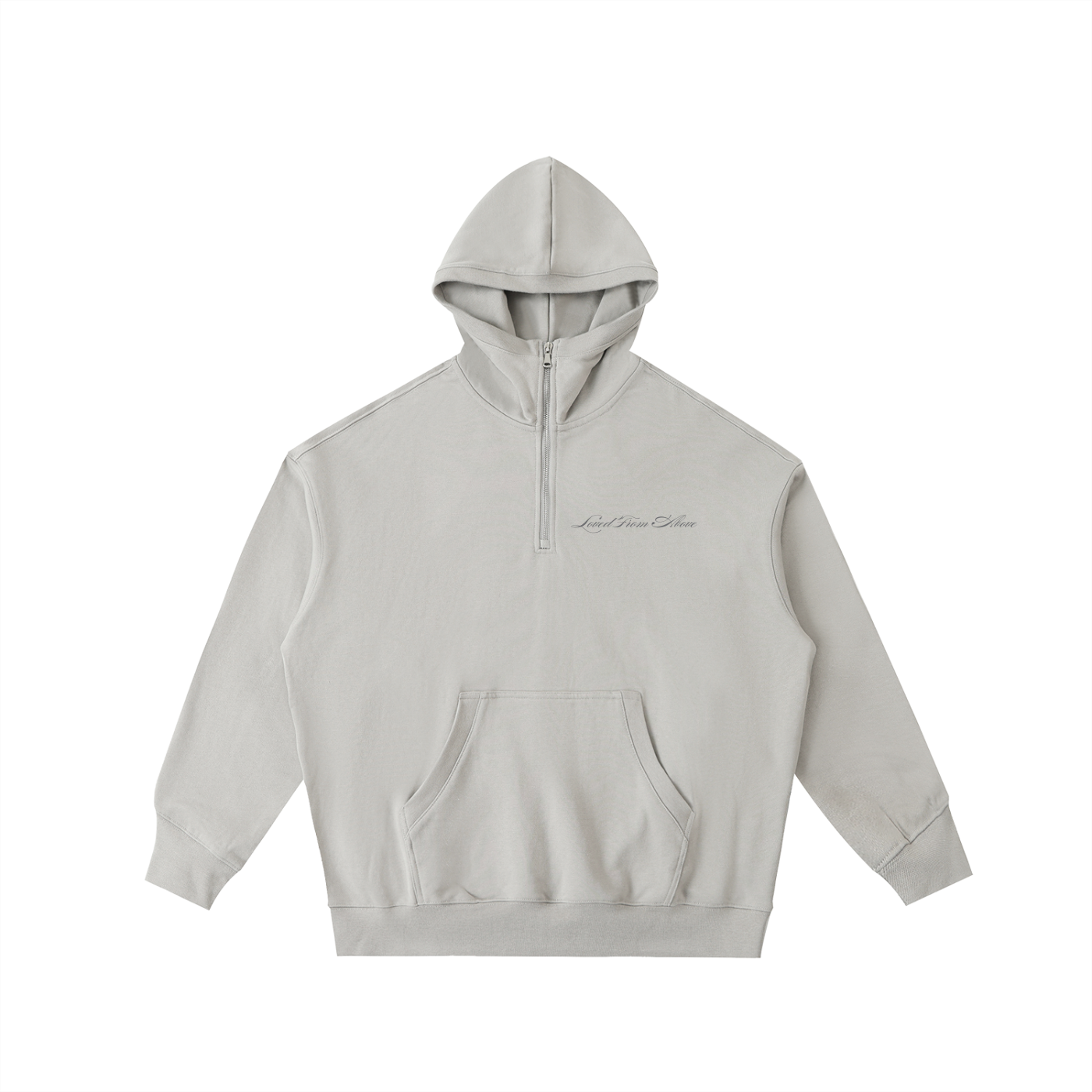 "LOVED FROM ABOVE" Big Hood Half-Zip Fleece Hoodie