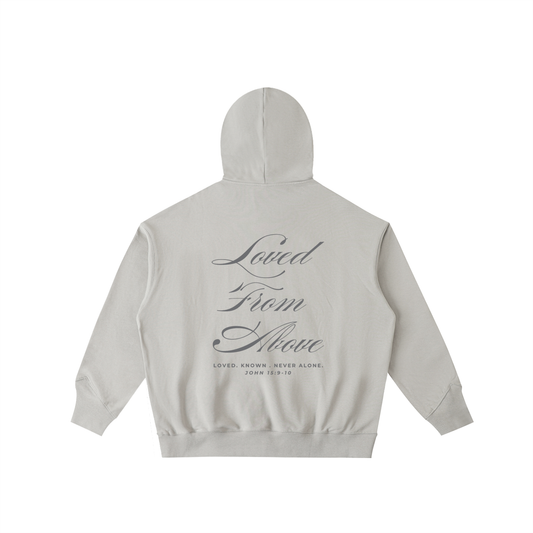 "LOVED FROM ABOVE" Big Hood Half-Zip Fleece Hoodie
