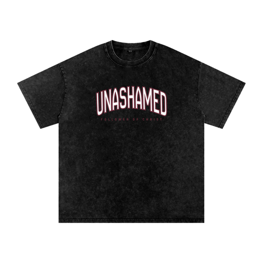 "UNASHAMED" Snow Washed Oversized Cotton T-Shirt