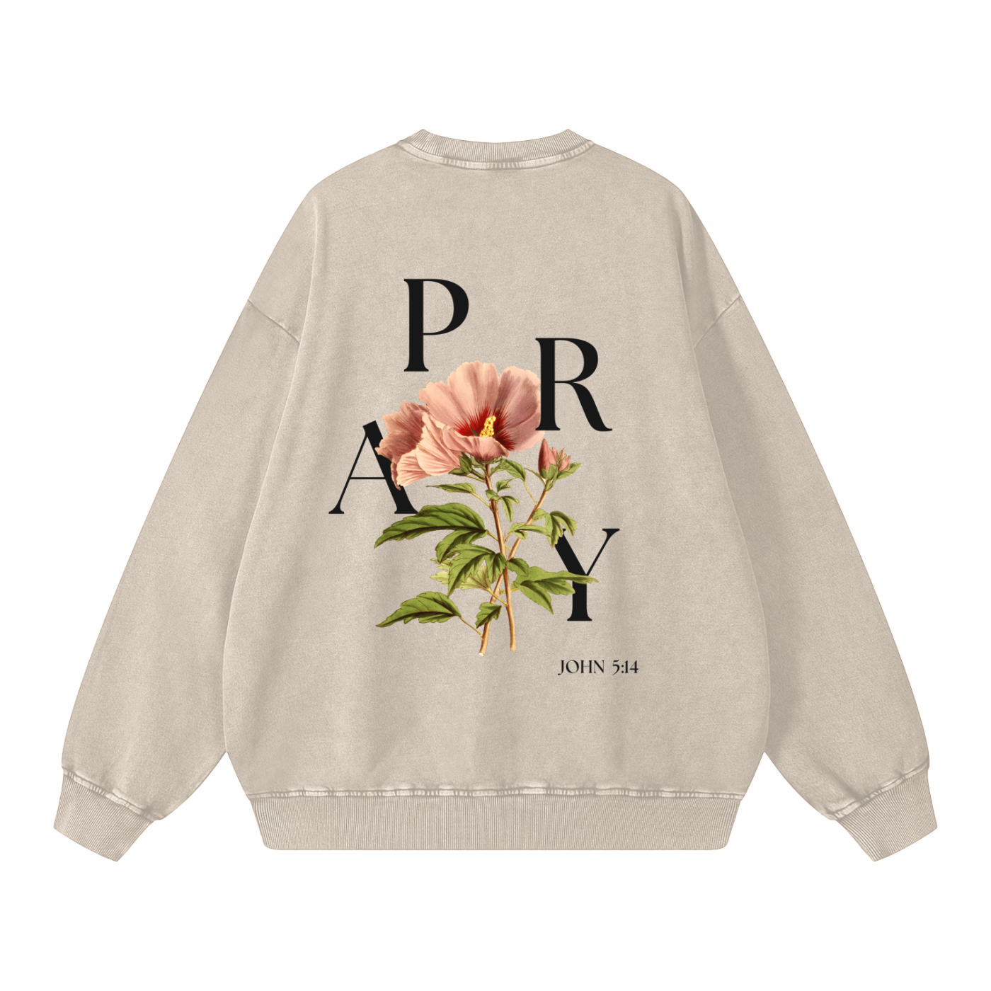 "PRAY" Acid Wash Oversize Sweatshirt