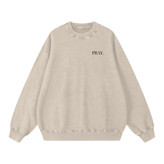 "PRAY" Acid Wash Oversize Sweatshirt