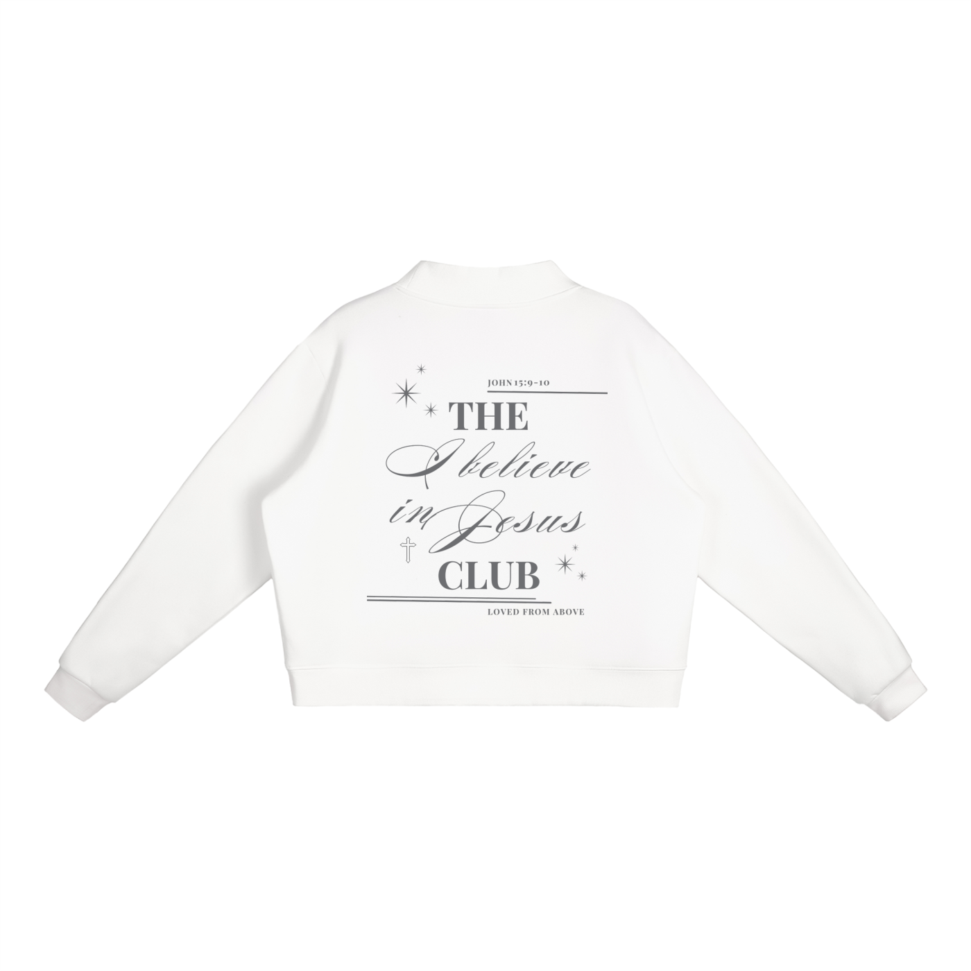 "BELIEVER" Essential Fleece Mock-Neck Crew Sweatshirt