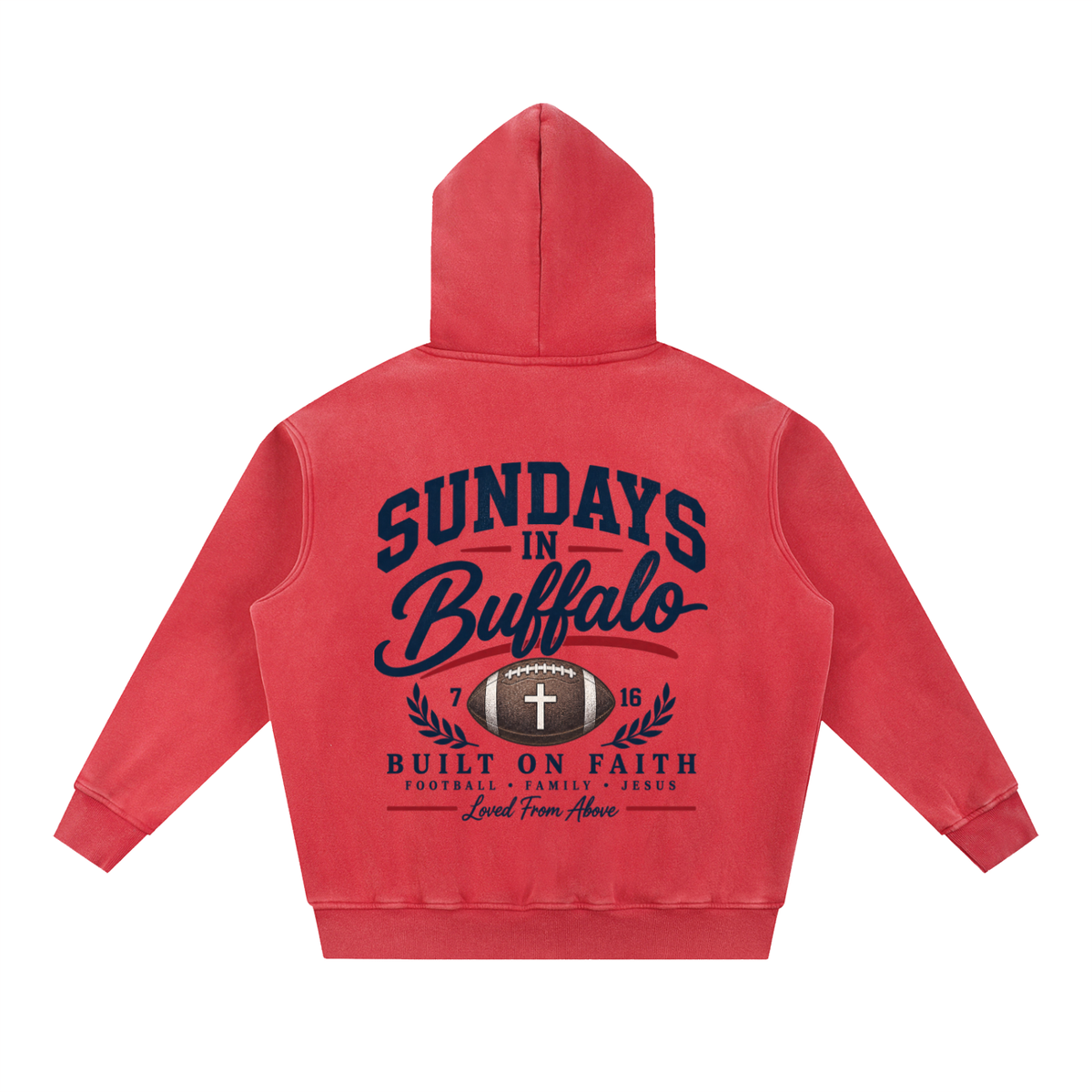 "SUNDAYS IN BUFFALO" Snow Wash Fleece Oversize Hoodie