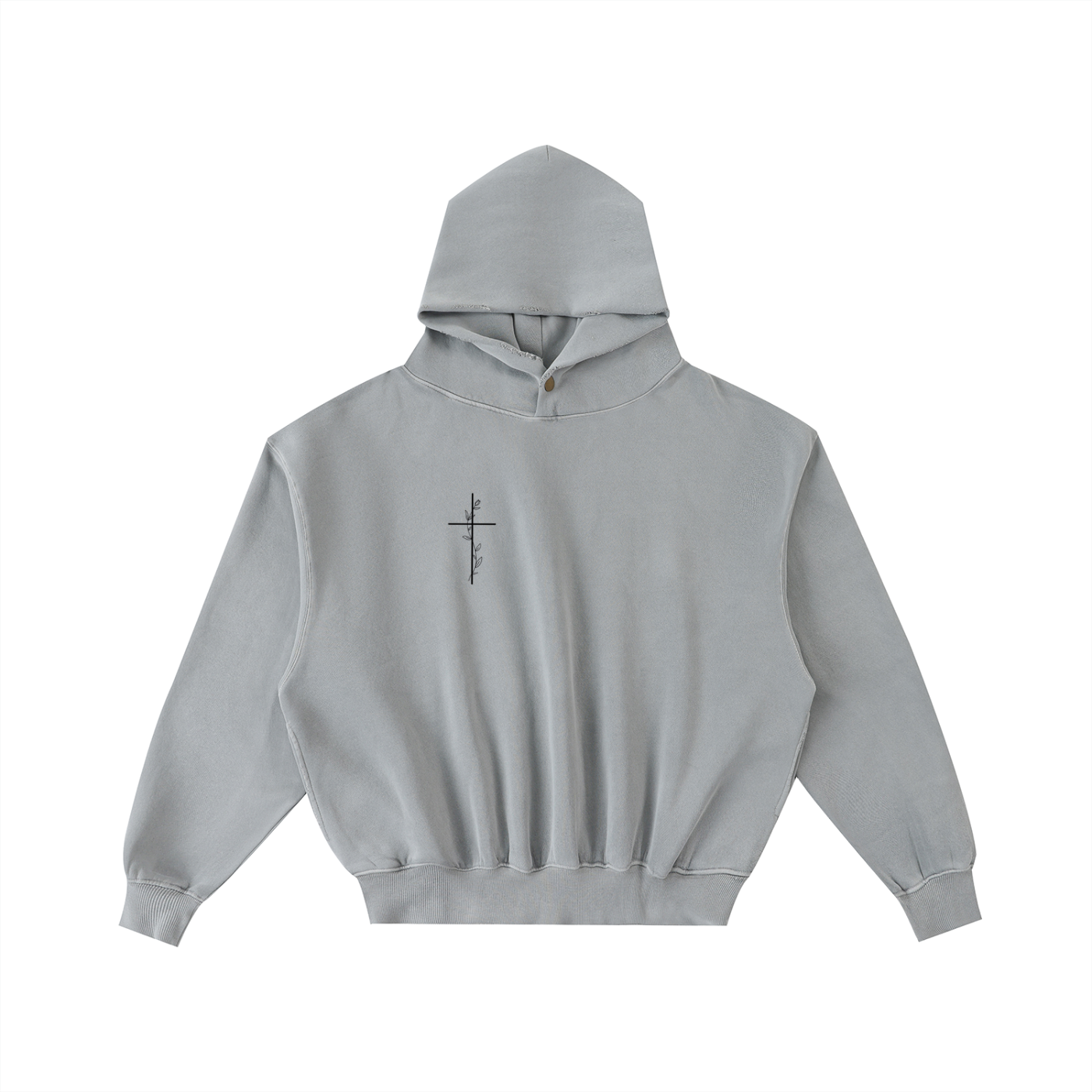 "WAFWHIJ" Frayed Enzyme Washed Fleece Hoodie