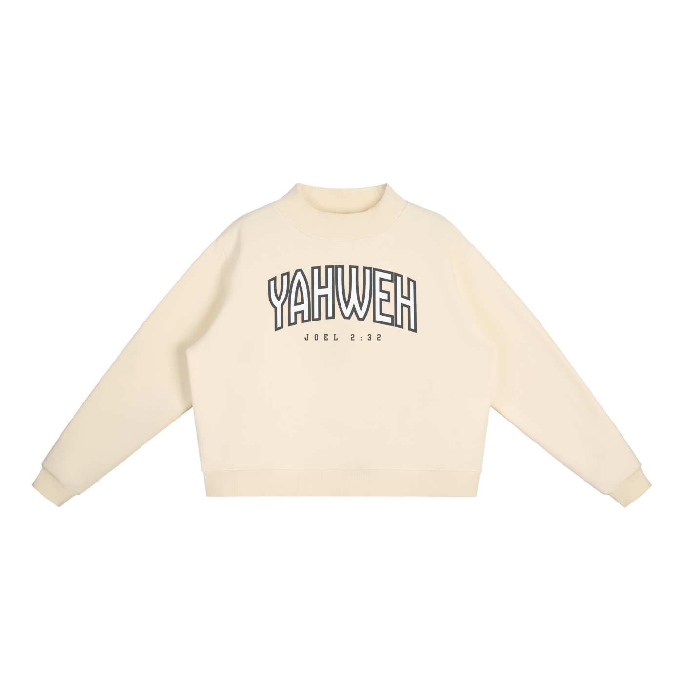 "YAHWEH" Essential Fleece Mock-Neck Crew Sweatshirt