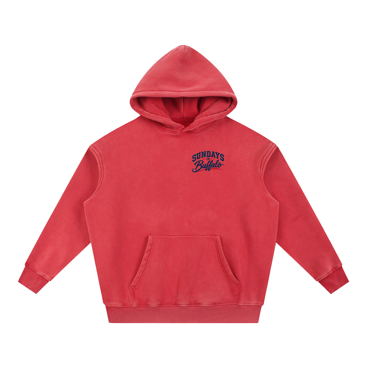 "SUNDAYS IN BUFFALO" Snow Wash Fleece Oversize Hoodie