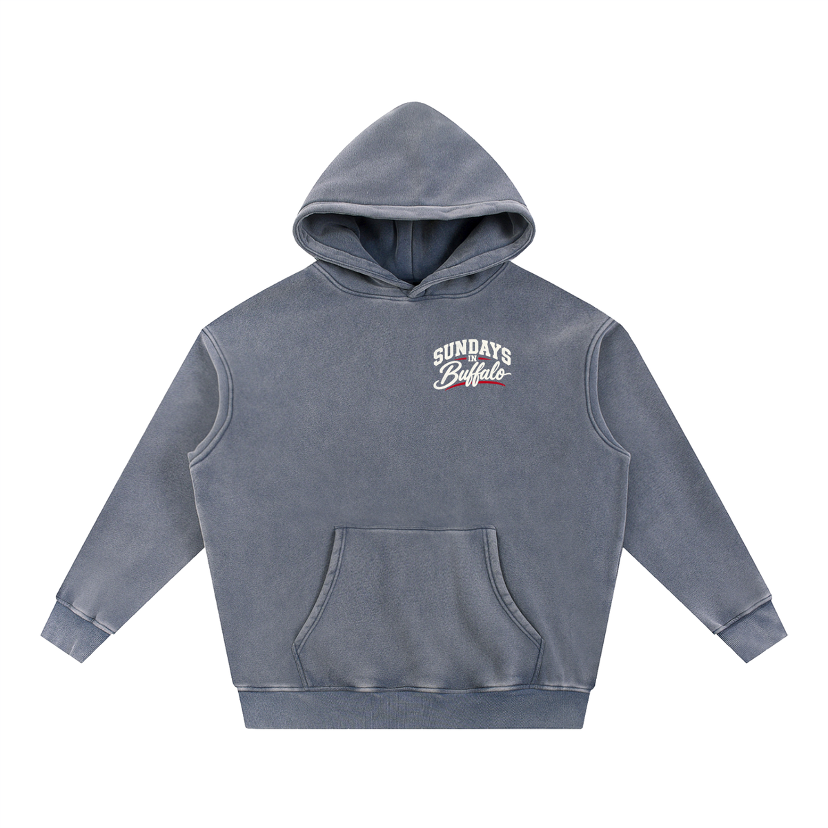 "SUNDAYS IN BUFFALO" Snow Wash Fleece Oversize Hoodie