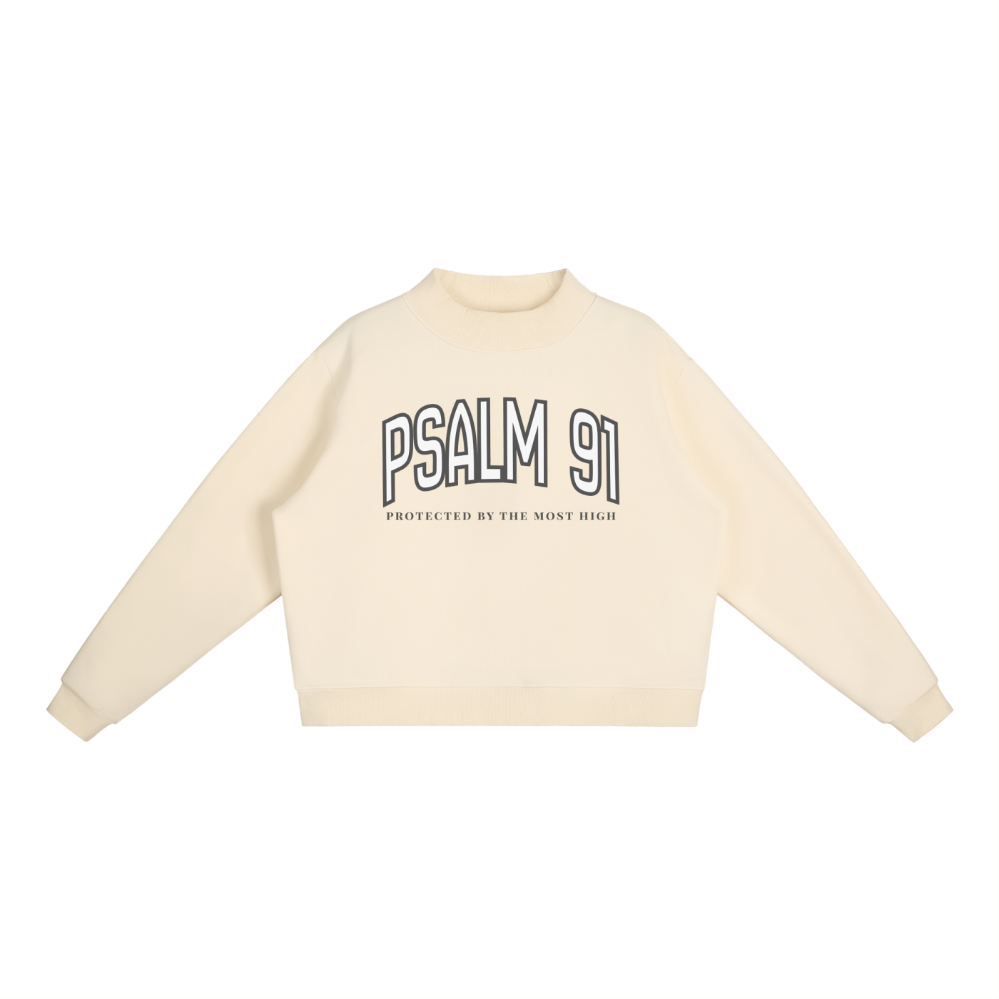 "PSALM 91" Essential Fleece Mock-Neck Crew Sweatshirt