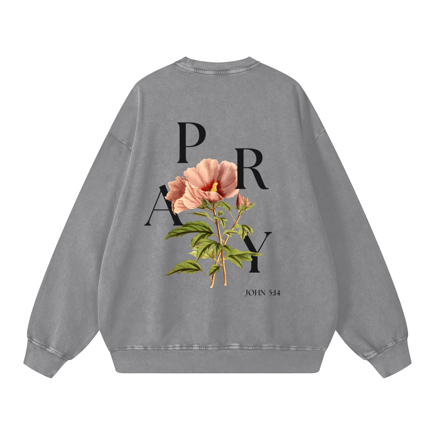 "PRAY" Acid Wash Oversize Sweatshirt