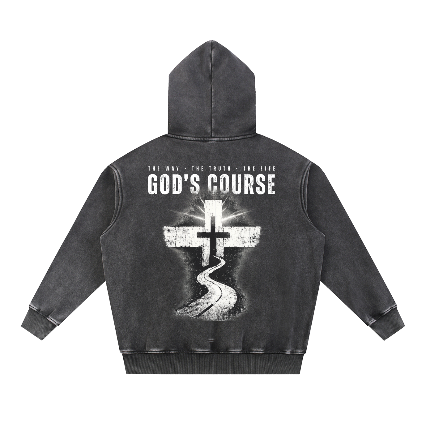 "GOD'S COURSE" Snow Wash Fleece Oversize Hoodie