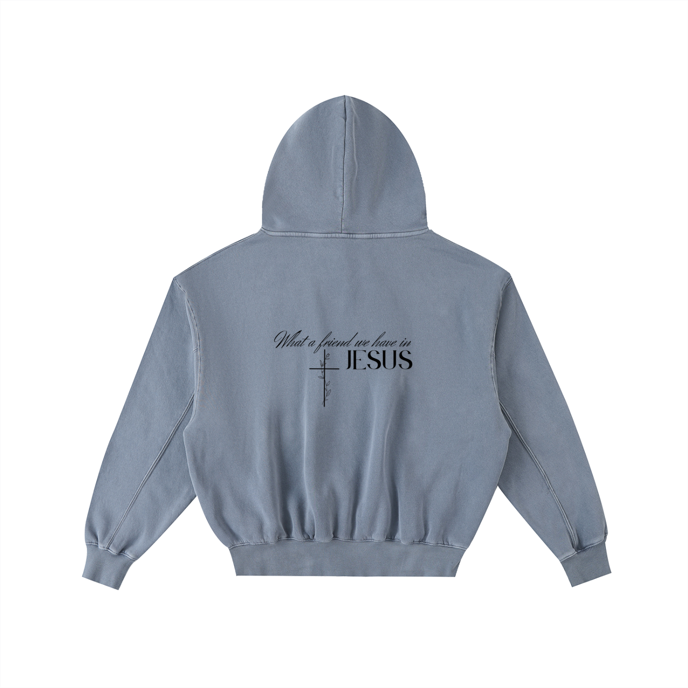 "WAFWHIJ" Frayed Enzyme Washed Fleece Hoodie