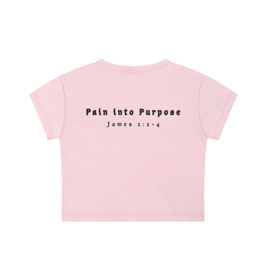"FTG - PAIN INTO PURPOSE" Snow Washed Crop Top