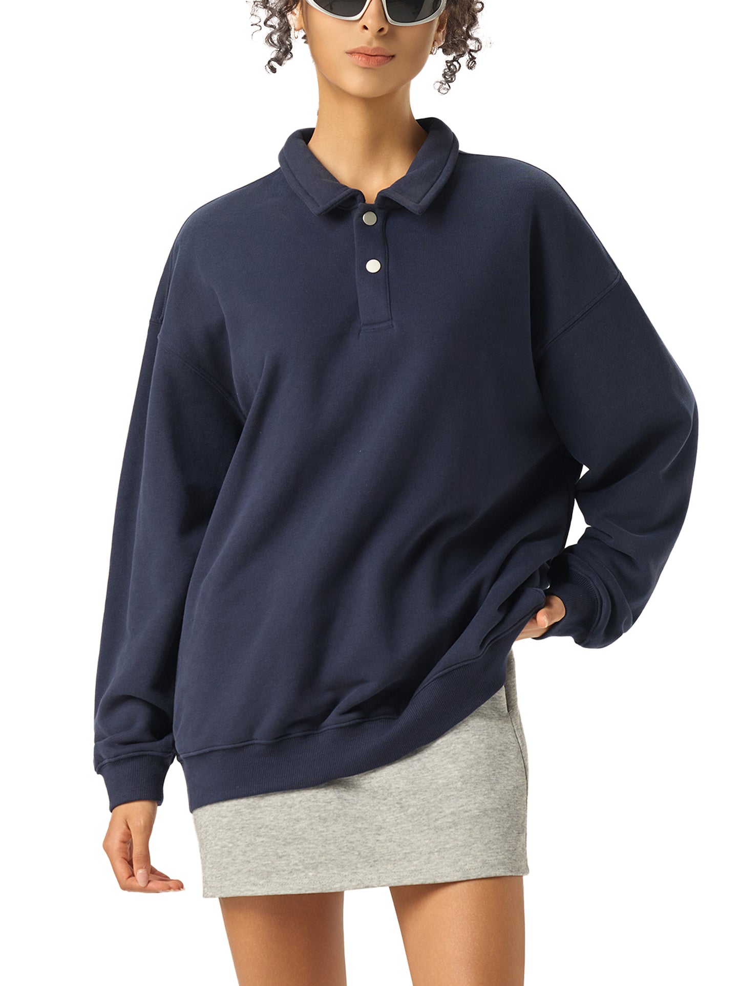 "SAVED" Heavyweight Polo-Collar Sweatshirt