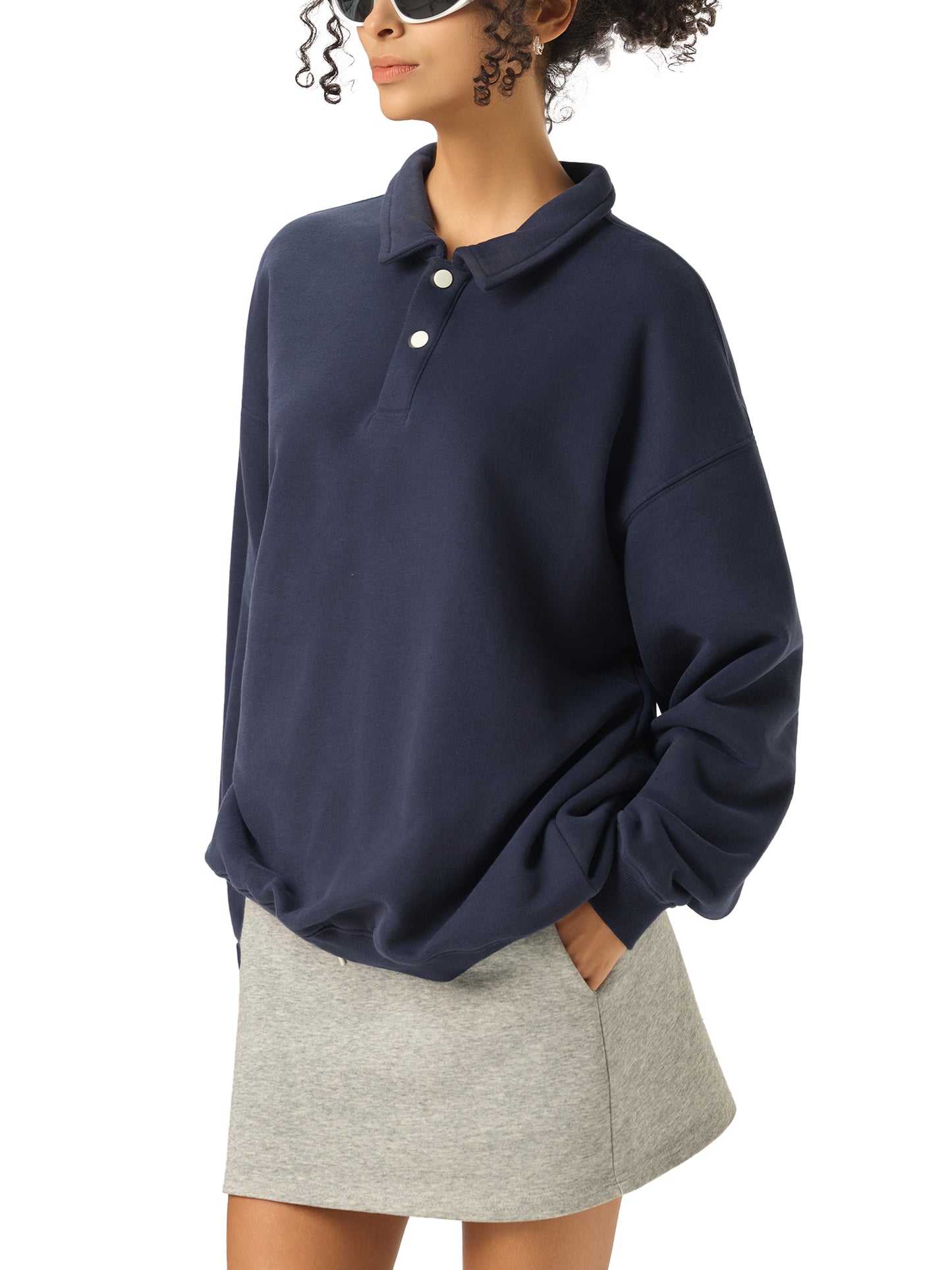 "SAVED" Heavyweight Polo-Collar Sweatshirt